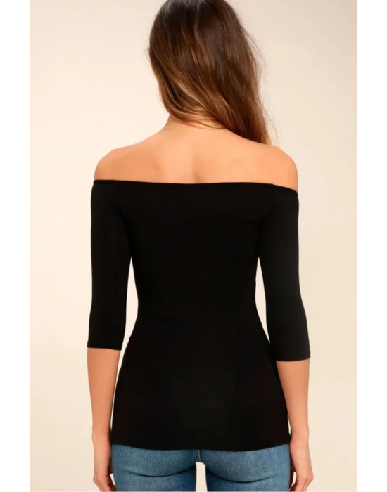 Kadın Düşük Omuz Ipek Jarse Bluz