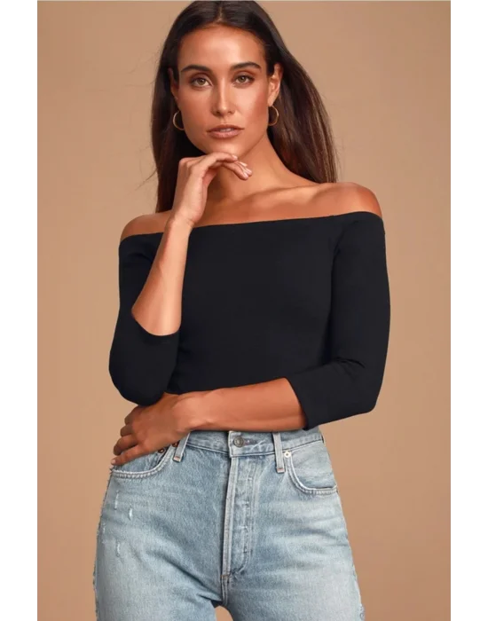 Kadın Düşük Omuz Ipek Jarse Bodysuit