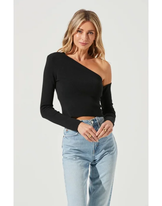 Kadın Düşük Tek Omuz Detay Ipek Jarse Bluz