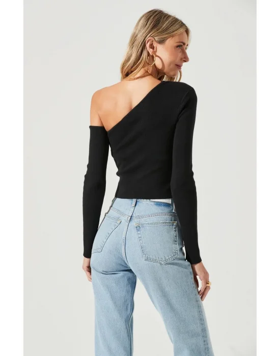 Kadın Düşük Tek Omuz Detay Ipek Jarse Bluz