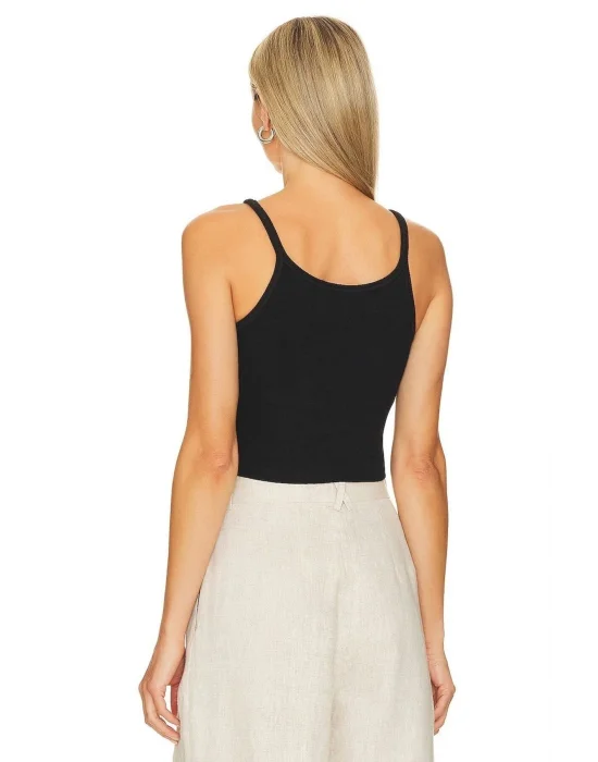 Kadın Ince Askılı Sıfır Kol Ipek Jarse Crop Top