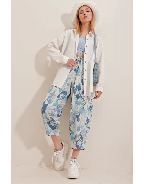 Kadın Keten Kumaş Oversize Gömlek