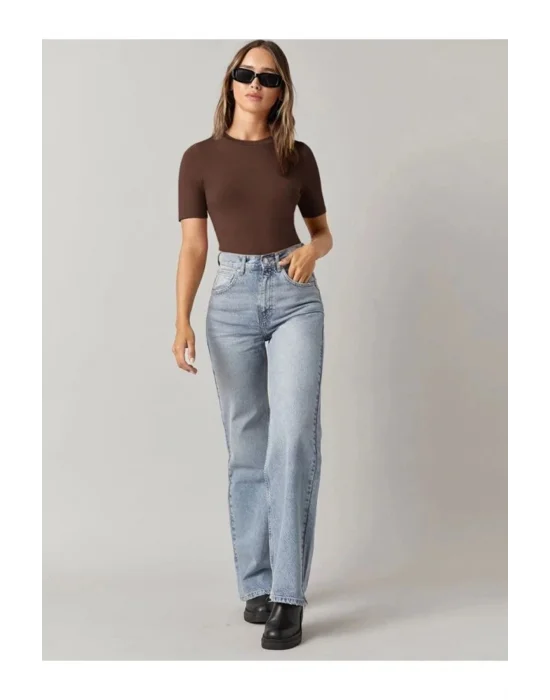 Kadın Kısa Kol Ipek Jarse Bodysuit