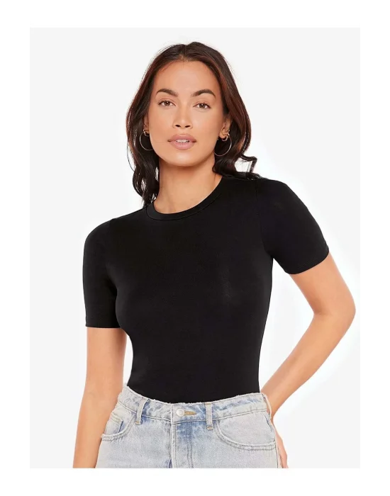 Kadın Kısa Kol İpek Jarse Bodysuit