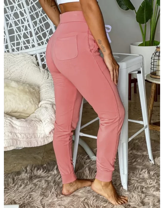 Kadın Kısa Kollu Madonna Yaka Viskon Crop Bluz Cepli Iki Iplik Eşofman Takım