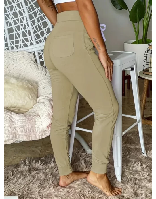 Kadın Kısa Kollu Madonna Yaka Viskon Crop Bluz Cepli Iki Iplik Eşofman Takım