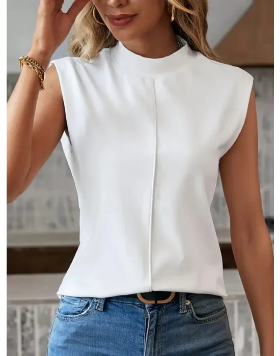Kadın Kısa Reglan Kollu Yarı Balıkçı Yaka Ithal Krep Bluz