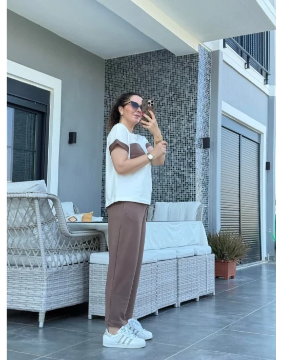 Kadın Kristal Kumaş Garnili Cep Detaylı Ikili Takım