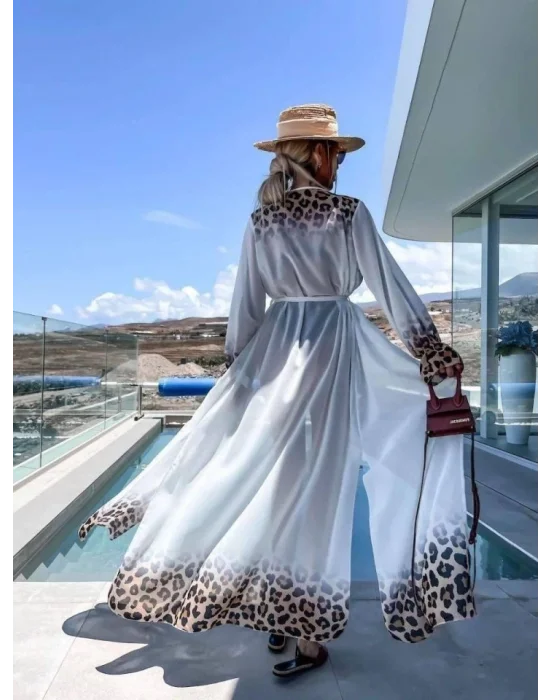 Kadın Leopar Detay şifon Pareo