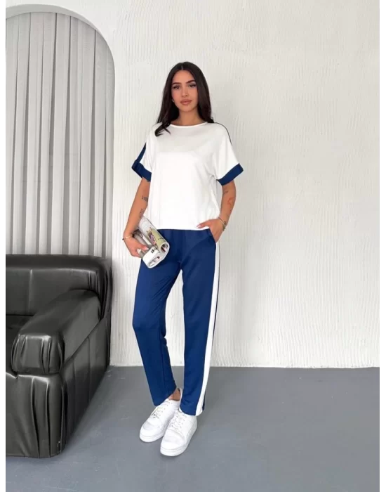 Kadın Modal Dokulu Kumaş Yanı şeritli Takım