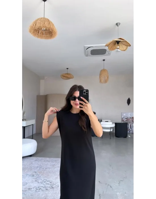 KADIN MODAL KUMAŞ BİSİKLET YAKA VATKALI ELBİSE