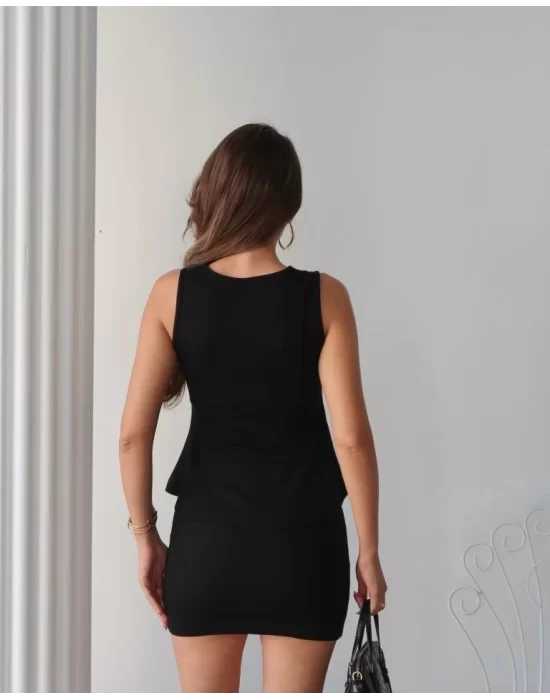 Kadın Modal Kumaş Volanlı Mini Etek Takım