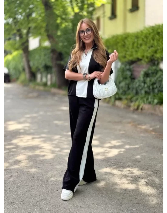 Kadın Modal Kumaş Yakası Fermuarlı şerit Detaylı Takım
