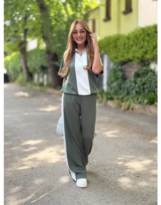 Kadın Modal Kumaş Yakası Fermuarlı şerit Detaylı Takım
