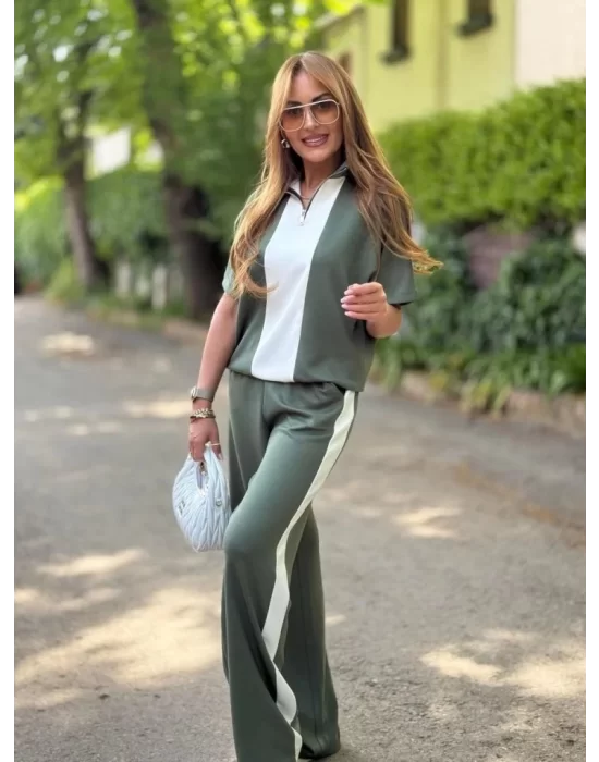 Kadın Modal Kumaş Yakası Fermuarlı şerit Detaylı Takım