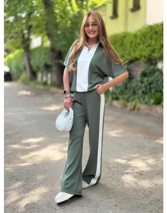 Kadın Modal Kumaş Yakası Fermuarlı şerit Detaylı Takım