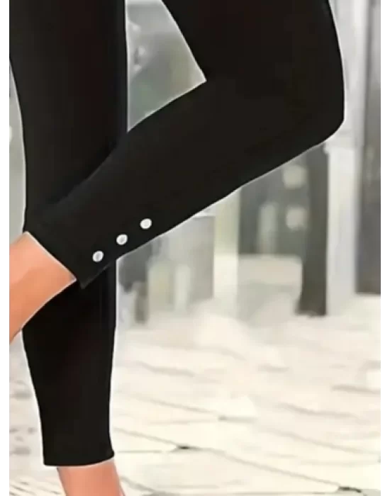 Kadın Paça Düğme Detay Dalgıç Tayt