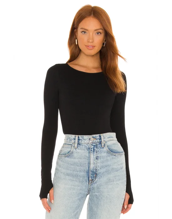 Kadın Parmak Geçmeli Detaylı Bodysuit