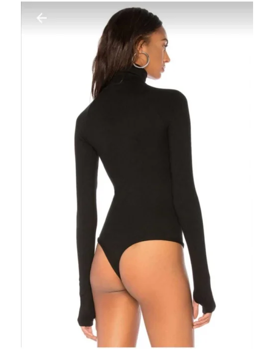 Kadın Parmak Geçmeli Milano Balıkçı Yaka Ipek Jarse Bodysuit 0135