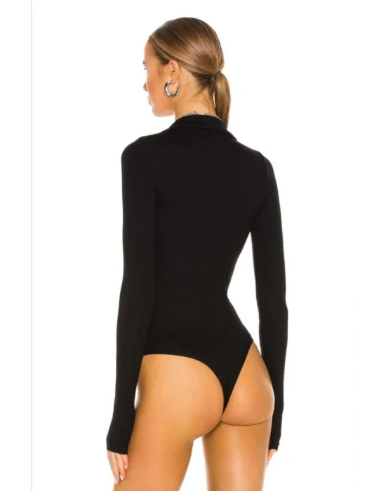 Kadın Parmak Geçmeli Polo Yaka Roma Ipek Jarse Bodysuit