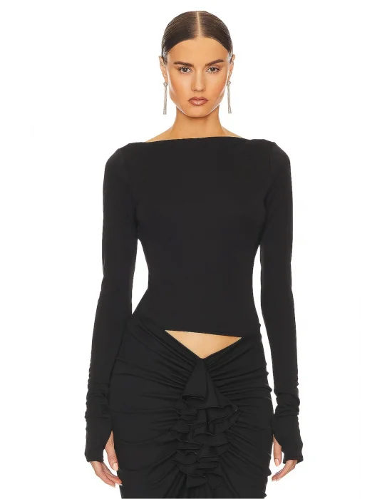 Kadın Parmak Geçmeli Sırt Dekolteli Bluz