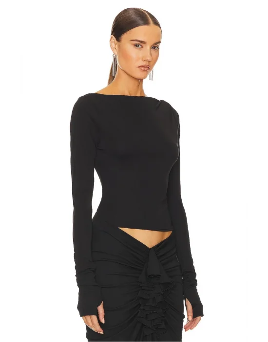 Kadın Parmak Geçmeli Sırt Dekolteli Bluz