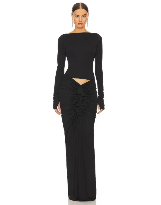 Kadın Parmak Geçmeli Sırt Dekolteli Bluz