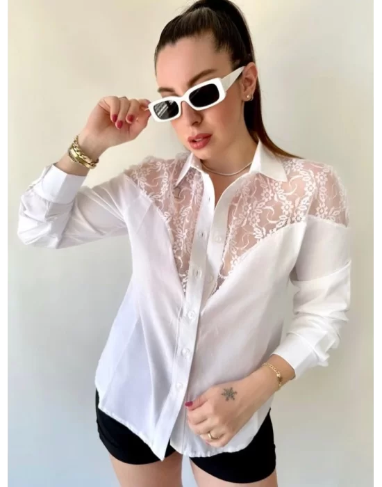 Kadın Püskül Detay Poplin Gömlek Bluz Fırsat Ürün
