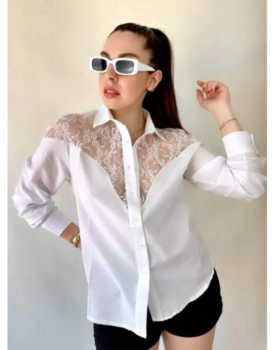 Kadın Püskül Detay Poplin Gömlek Bluz Fırsat Ürün