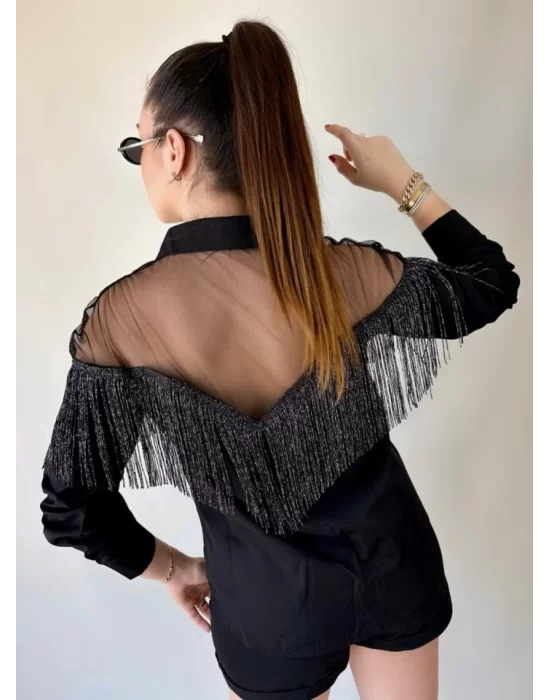 Kadın Püskül Detay Poplin Gömlek Bluz Fırsat Ürün