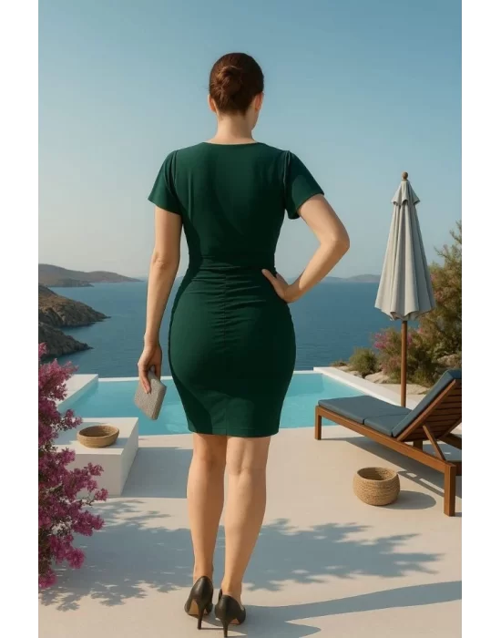 Kadın Sandy Kumaş V Yaka Mini Boy Elbise