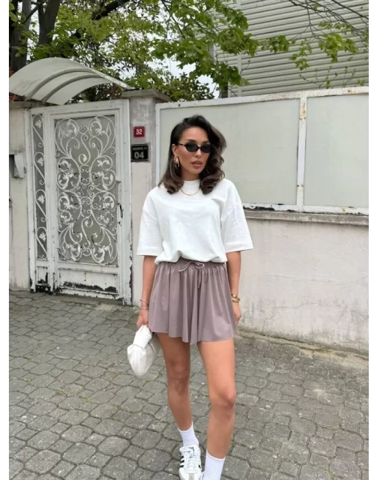 Kadın Sandys Kumaş Bağıcık Detaylı şort