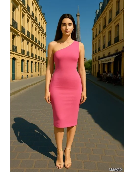 Kadın Sendy Kumaş Tek Omuz Midi Boy Elbise