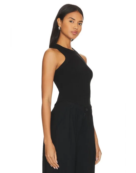 Kadın Sıfır Kol Basic Çift Kat İpek Jarse Crop Top