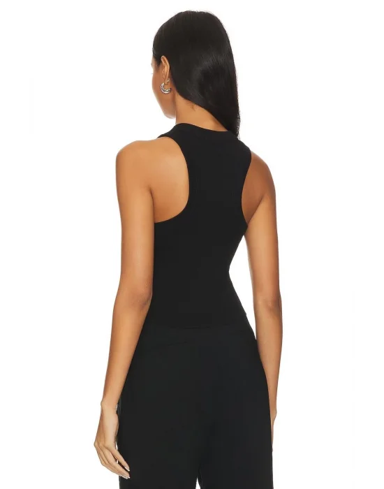 Kadın Sıfır Kol Basic Çift Kat İpek Jarse Crop Top