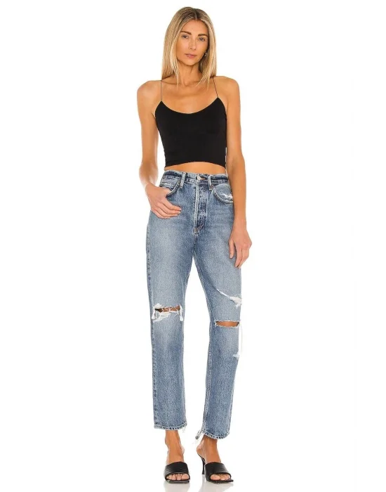 Kadın Sıfır Kol İp Askılı Çift Kat İpek Jarse Crop Top