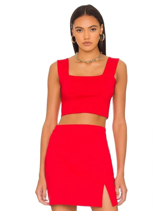 Kadın Sıfır Kol Kalın Askı Çift Kat Ipek Jarse Crop Top