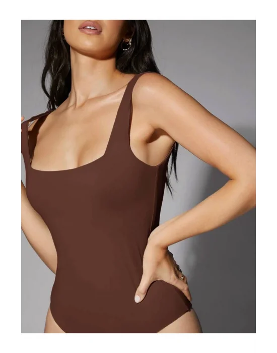 Kadın Sıfır Kol Kalın Askılı Ipek Jarse Bodysuit