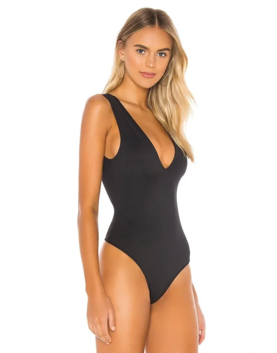 Kadın Sıfır Kol Sırt Ve Ön Dekolteli Ipek Jarse Bodysuit