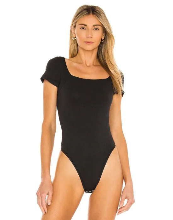 Kadın Sıfır Kol Sırtı Dekolteli Çift Kat Ipek Jarse Bodysuit