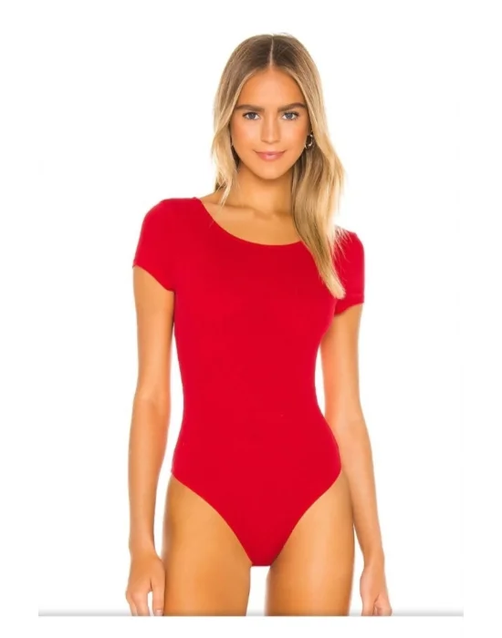 Kadın Sırt Dekolteli Bisiklet Yaka Ipek Jarse Bodysuit