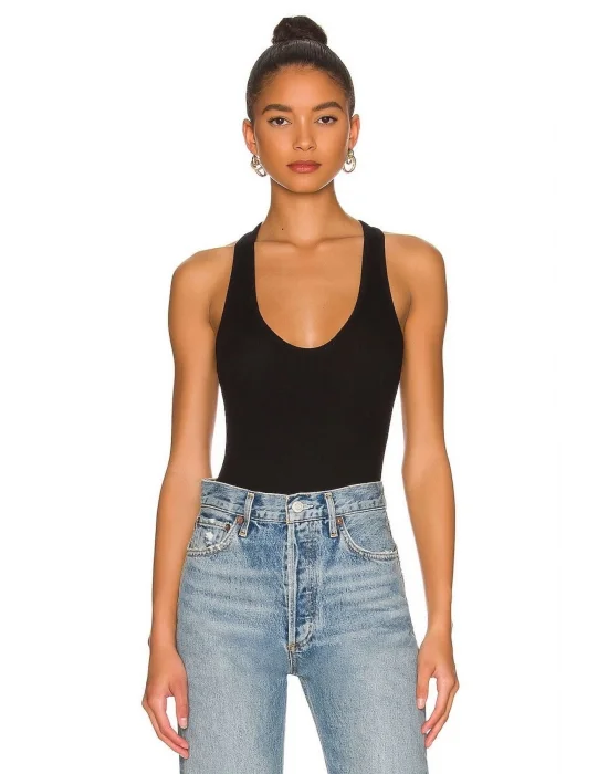 Kadın Siyah Ipek Jarse Bodysuit