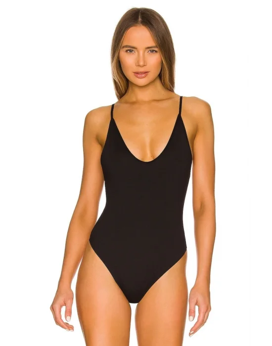 Kadın Siyah Ipek Jarse Bodysuit