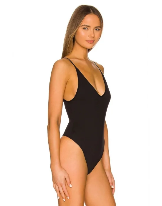 Kadın Siyah Ipek Jarse Bodysuit