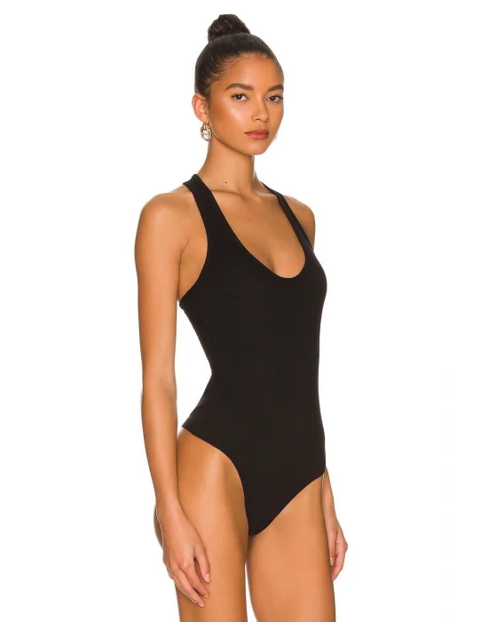 Kadın Siyah Ipek Jarse Bodysuit