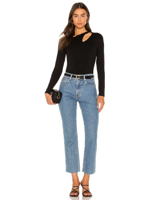 Kadın Siyah Ipek Jarse Uzun Kollu Bluz