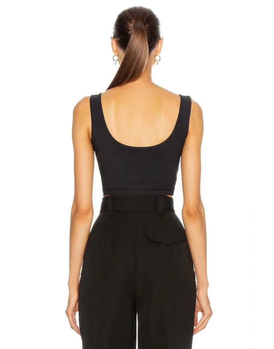 Kadın Siyah Kalın Askılı Crop Top