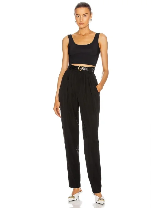 Kadın Siyah Kalın Askılı Crop Top