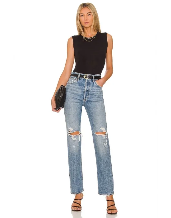 Kadın Siyah Sıfır Kol Ipek Jarse Bodysuit