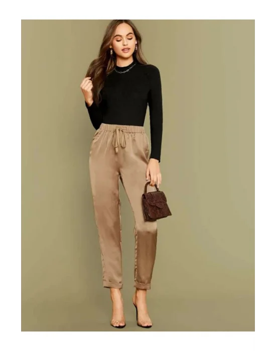 Kadın Siyah Uzun Kol Ipek Jarse Bodysuit